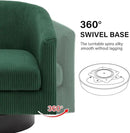 Swivel Barrel Accent Chair, Modern Round Corduroy Fabric Arm Chair for Living Room, Bedroom, Comfy Club Reading Chairs for Adults (Corduroy Dark Green, Set of 2) by CozyNest Decor