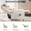 KCREAM Massage Chair Recliner with Heating,Recliner Chair for Adults,Small Recliners for Small Spaces Overstuffed Reclining Chairs Single Sofa Recliners with Side Pocket for Living Room,Fabric Beige by CozyNest Decor