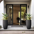 Kante 24 Inch Tall Round Concrete Planter, Large Indoor Outdoor Plant Pots with Drainage Hole and Rubber Plug, Modern Decorative Garden Pots for Home Patio Porch, Textured Black by GreenHaven Gardens