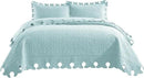 MarCielo 3-Piece 100% Cotton Oversized Bedspread Lightweight Quilt Coverlet Embroidery Farmhouse Bedding Set (TW Mint Green Blue, Oversized King (118"x106")) by CozyNest Decor