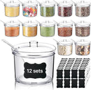 12 Pcs Acrylic Sugar Bowl with Lid and Spoon,7.1 Oz Clear Condiment Storage Pot,Sugar Jar Spices Container for Home Kitchen,Coffee Bar,Restaurant by CozyNest Decor