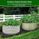 Olle 17" Tall, 42" Round Metal Raised Garden Bed Kits, Planter Raised Beds for Gardening, Raised Flower Bed Galvanized Planter Box, 3.5 * 3.5 * 1.4Ft,Ivory by GreenHaven Gardens
