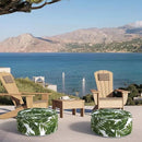 Inflatable Ottoman Stool D21 xH9 for Outdoor/Indoor Use, Water Repellent Patio Foot Rest Stool with Portable Handle,Round Pouf Ottoman Suitable for Garden,Deck and Camping - Palm Green by CozyNest Decor