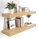 Heimlove 12 Inch Deep Floating Shelves, 48 x 12 inches Long Wall Shelf, Large Display Shelf & Storage Shelf, Rustic Wood Wall Shelves for Fireplace Mantel, Set of 2(Oak) by CozyNest Decor