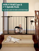 Babelio 36.5-57" Extra Wide Baby Gate with Cat Door,Auto Close&Two Way Swing,Pressure Mounted Dog Gates for Stairs,Doorways,Includes 4 Wall Cups and 3 Extension Pieces,Black by TinyTreasures Baby Boutique