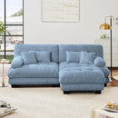 Modular Sectional Sofa, Comfy Cloud Couch Oversized Loveseat with Ottoman, Sectional Couches for Living Room, Modern Chenille L Shaped Couch, Sleeper Deep Seat Sofa with Throw Pillows, Blue by CozyNest Decor