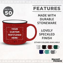 DISCOUNT PROMOS Custom Ceramic Campfire Coffee Mugs 13 oz. Set of 50, Personalized Bulk Pack - Perfect for Tea, Espresso, Cappuccino, Hot Cocoa - Red by TinyTreasures Baby Boutique