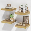 Square Floating Shelves for Wall, 10" W x 10" D x 1.2" H, Small Wooden Wall Mounted Display Shelves with Invisible Brackets for Living Room, Bedroom, Bathroom, Kitchen Decor, Set of 4, Oak by CozyNest Decor
