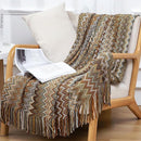 Boho Throw Blanket - Bohemian Fringe Tassels， for Bed Couch Soft ChairBlanket Double Sided (50"x70") (Khaki) by CozyNest Decor