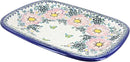 Blue Rose Polish Pottery Apple Blossom Large Rectangular Serving Platter by CozyNest Decor