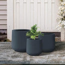 Kante 15.3"+11.6"+8.2" Dia Round Concrete Planter, Large Outdoor Indoor Planter Pots Containers with Drainage Holes and Rubber Plug for Home Garden Patio, Charcoal by GreenHaven Gardens