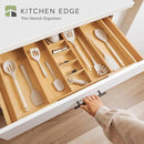 Adjustable Kitchen Drawer Organizer for Utensils and Junk, Food-Safe Contract Grade with 100% Sustainable Wood, Expandable from 16 to 28 Inches Wide - Natural Bamboo by CozyNest Decor