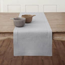 Solino Home Linen Soft Grey Table Runner 108 Inches Long - 100% Pure Linen 14 x 108 Inch Table Runner for Fall, Autumn, Thanksgiving - Classic Hemstitch by CozyNest Decor