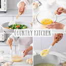 Country Kitchen Non Stick Silicone Utensil Set with Rounded Wood Handles for Cooking and Baking, 14 Piece Set, White by CozyNest Decor