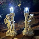 Angel Statue with Solar Lights (Left) 19.7 Inch, Outdoor Solar Angel Garden Statue with Roma Pillar for Garden Lawn Deocr, Christian Religious Gift by GreenHaven Gardens