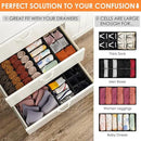 6 Pack Sock Underwear Drawer Organizer Dividers, 58 Cell Foldable Fabric Dresser Closet Organizers and Storage Bins for Clothing, Baby Clothes, Bra, Panty, Scarf, Ties (Black) by CozyNest Decor