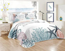Coastal Bedding Queen Size with 2 Shams, Nautical Beach Comforter Sets Ocean Bedspreads Coastal Coverlet Summer Bedding, 90''x96'' by CozyNest Decor