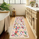 Floral 2x8 Area Rug Machine Washable Soft Print Boho Carpet Non Slip Doormat Low Pile Flower Area Rugs for Living Room Bedroom Nursery Kitchen Dining Room Indoor-Pink by TinyTreasures Baby Boutique