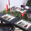 Christmas Placemats Set of 6 Christmas Tree Plastic Table Mats Xmas Trees Black and White Buffalo Plaid Place Mats Winter Holiday Table Decoration for Indoor Outdoor Party Kitchen Dining by CozyNest Decor