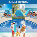 Elegear Beach Tent with Canopy, 1-Second Setup Pop Up Sun Shelter Shade, UPF 50+ UV Protection Silver-Coated Lightweight Portable Beach Cabana by TinyTreasures Baby Boutique