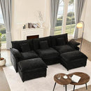 108" U Shaped Couch, Modular Sectional Sofa, 3-Seater Comfy Cloud Couch with Movable Ottoman, Deep Seat Couches for Living Room, Chenille, Black by CozyNest Decor