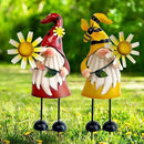 HONGLAND Gnome Metal Yard Art - Metal Gnome Statue -Gnome Outdoor Decorations - Bee and Ladybug Garden Statue- Christmas Holiday Lawn Patio Yard Garden Decor (Set of 2) by CozyNest Decor