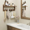 AMBIRD Wall Hooks with Shelf - Wooden Entryway Organizer with 5 Dual Hooks, Retro Wall-Mounted Coat Hook Rack for Bathroom, Living Room, Bedroom (17.12 Inch) by CozyNest Decor