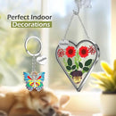 KY&BOSAM Heart Suncatcher Grandma Gifts Glass Butterfly Suncatchers for Window Pressed Flower Between Heart in Glass Metal Engraved Charm Gift for Women Mother's Day Valentine's Birthday Christmas by GreenHaven Gardens