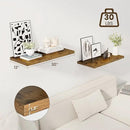30" Floating Shelves for Wall, 12" Deep Slim Rustic Brown Floating Shelves, Wall-Mounted Shelves for Bedroom, Living Room, Kitchen, Bathroom - Set of 2 by CozyNest Decor