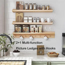 MBYD Wood Wall Shelf With Hooks Floating Shelves for Wall Bathroom Shelves Wall Mounted Nursery Floating Bookshelf for Kids Room Toy Storage Shelf for Bedroom Picture Frames Kitchen (Natural, 36 Inch) by CozyNest Decor