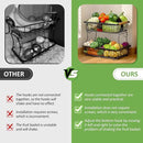2 Tier Fruit Basket for Kitchen Counter with 2 Banana Hangers, Countertop Metal Fruit Bowl with Wooden Handle, Large Storage Stand for Vegetables, Snacks, Breads, Produce Storage – Black by CozyNest Decor