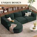 Modular Sectional Sofa with L-Shape Chaise,Cloud Sectional Modern Sleeper Couch with Deep Seat,Sponge Compression Sofas No Assembly Required (Green-Corduroy Fabric) 1PCS by CozyNest Decor