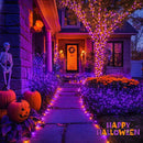JMEXSUSS Orange and Purple Solar Halloween Lights, 2 Pack Total 400 LED Solar String Lights Outdoor Waterproof, 8 Modes Halloween Lights for Outside Halloween Tree Decorations by GreenHaven Gardens