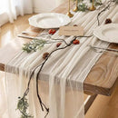 3pcs Ivory Gauze Rustic Cheesecloth Table Runner 120 Inch 10 FT for Wedding Baby Shower Bridal Shower Birthday Engagement Garden Outdoor Party Long Sheer Boho Decorations by CozyNest Decor