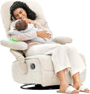 Nursery Swivel Glider Recliner Chair with Adjustable Armrests & Headrest, Rocking Chair Nursery with Removable Cover for Breastfeeding, FSC & Oeko-TEX Certified, Beige by TinyTreasures Baby Boutique