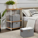 Large 3-Pack Foldable Fabric Storage Bins with Durable PU & Metal Handles, Collapsible Storage Baskets for Shelves, Home Storage, Closet Organizers, Living Room(14.9"x9.8"x9.8", Grey) by CozyNest Decor