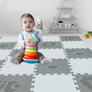 qqpp EVA 18 Tiles Baby Play Mat for Playing, Interlocking Foam Floor Mats for Tummy Time & Crawling, Puzzle Flooring Tiles with Animals Laser Pattern for Kids. QL-11(AL) b18N by TinyTreasures Baby Boutique