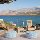 Inflatable Ottoman Stool D21 xH9 for Outdoor/Indoor Use, Water Repellent Patio Foot Rest Stool with Portable Handle,Round Pouf Ottoman Suitable for Garden,Deck and Camping - Pebble Blue by CozyNest Decor