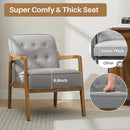 Linen Accent Chair Set of 2, Mid Century Modern Chair for Living Room, Upholstered Comfy Lounge Armchair with Solid Wood Frame, Reading Side Chair for Bedroom,105°Ergonomic Comfort, Grey by CozyNest Decor