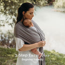 Boba Baby Wrap Carrier – Original Baby Sling Carrier for Newborns (7–35 lbs), Soft, Secure, Hands-Free & Ergonomic, Ideal for Comfortable Bonding, New Parents (Grey) by TinyTreasures Baby Boutique