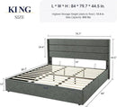 Allewie King Size Lift Up Storage Bed, Modern Wingback Headboard, Hydraulic Support, No Box Spring Needed, Dark Grey by CozyNest Decor