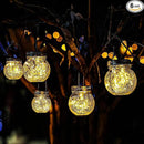 Cooo 6 Pack Crackle Glass Solar Lantern with 30 LED Firefly Lights– Waterproof Outdoor Hanging Lamp 215% Larger Solar Panel, Anti-Rust Lids Decorative Lighting for Garden Patio Table by CozyNest Decor