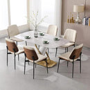 BV Dining Chairs Set of 6, PU Leather Armless Kitchen Chair in Modern Walnut Style, Mid Century Bentwood Side Chair with Metal Legs, Retro Accent Guest Chair for Kitchen Dining Room(Beige) by CozyNest Decor