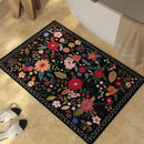 2x3 Washable Rug for Entryway, Floral Soft Small Area Rug, Non Slip Doormat Indoor Entrance Carpet, Flower Low Pile Front Door Throw Rug for Bedroom, Kitchen, Laundry, Bathroom, Black by TinyTreasures Baby Boutique