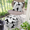 Inflatable Ottoman Stool D21 xH9 for Outdoor/Indoor Use, Water Repellent Patio Foot Rest Stool with Portable Handle,Round Pouf Ottoman Suitable for Garden,Deck and Camping - Black Leaves by CozyNest Decor