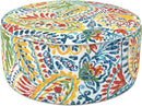 LVTXIII Indoor/Outdoor Inflatable Ottoman, All Weather Round Footrest Stool D21”x H9”, Portable for Patio Garden Camping or Home-Paisley Ummi Multi by CozyNest Decor