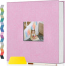 popotop Photo Album Self Adhesive with Picture Display Window,60 Pages DIY Scrapbooking Supplies Kit for 4x6 8x10 Picture,Linen Cover Memory Book for Baby Wedding, with Scraper and Metallic Pen by TinyTreasures Baby Boutique
