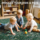 Joydeco Floral 5x7 Area Rugs for Living Room, Boho Dark Green Washable Rug Non Slip, Soft Low-Pile Botanical Forest Indoor Floor Throw Carpet for Office Dining Table Playroom Dorm by TinyTreasures Baby Boutique