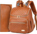 Weitars Diaper Bag Backpack Leather Baby Diaper Bag with Changing Pad Travel Diaper Backpack,Baby Bag for Mom,Stroller Straps,5 Insulated Pockets (Brown Leather) by TinyTreasures Baby Boutique