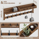 AMBIRD Coat Rack Wall Mount, 35 inch Large Wall Hooks with Shelf, Entryway Shelf with 7 Dual Coat Hooks 4 Key Hooks Mail Organizer, Wooden Coat Hanger and Key Holder Wall Mount by CozyNest Decor